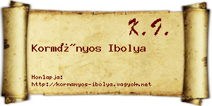 Kormányos Ibolya névjegykártya