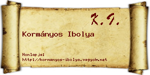 Kormányos Ibolya névjegykártya