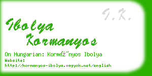 ibolya kormanyos business card